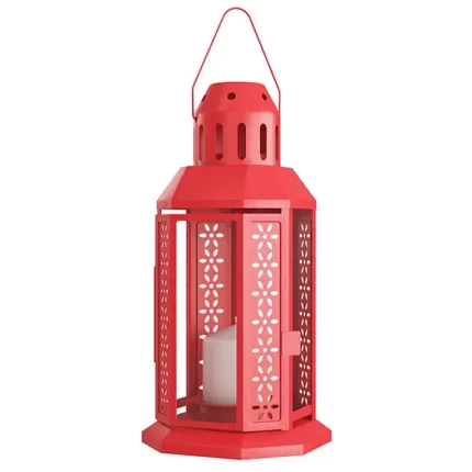 Red Metal Miners Lantern 5 Pack - 21cm Summer Xmas Wedding Home Party Balcony Tealight Candle
