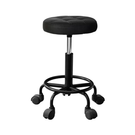 Salon Stool Swivel Height Adjustable Round Barber Spa Chair - Black