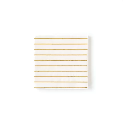 Cream Striped Cocktail Napkins